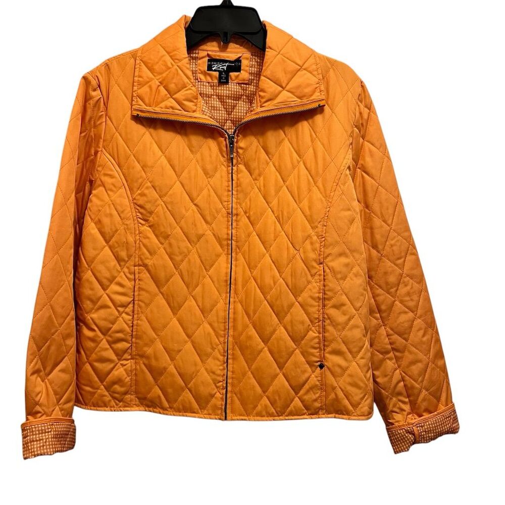Rivet Women’s Quilted, Puffer, Jacket Orange Size L Zippered  Pockets NWOT